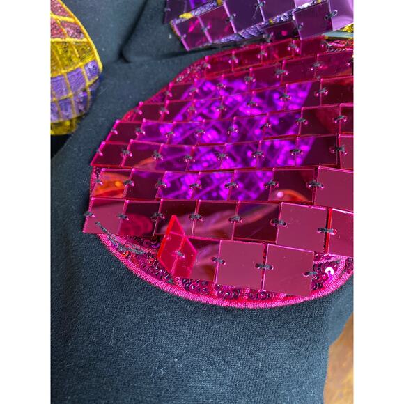 Queen of Sparkles Sweater Dress Sequin Disco Ball 3D Art to Wear Retro Valentine - Picture 11 of 11